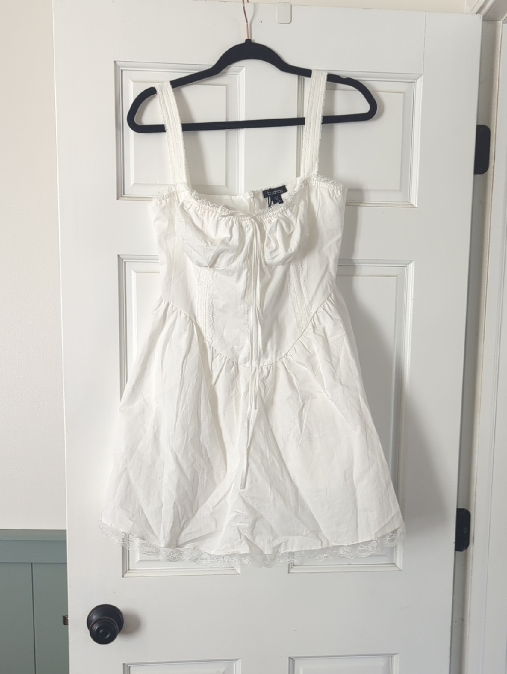Boohoo White Lace-Trim Sundress